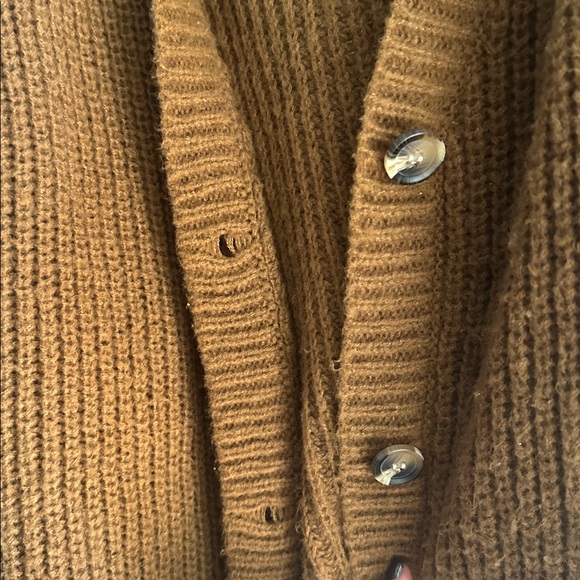Brown Ribbed Women's Cropped Cardigan Sweater - EUC - Picture 4 of 6